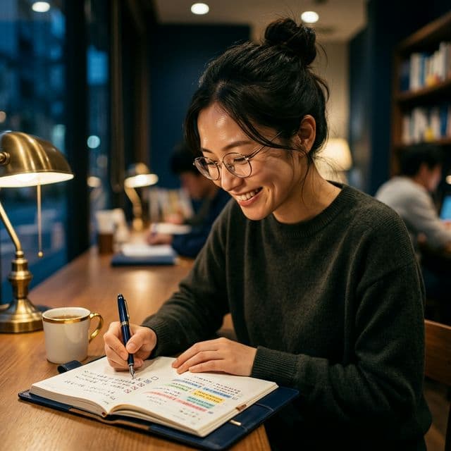社会人が専属コーチと二人三脚で学習習慣を続ける様子のイラスト